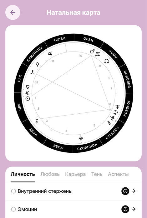 Натальная карта — пример построения